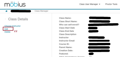 Screenshot of the class details
